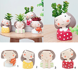 Acheter Set 4 Cute Girl Succulent Planter Bonsaï Pot Flowerpot Bureau Décor À La Maison