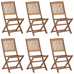 Maison Chic Lot de 6 Chaises pliables de jardin avec coussins - Fauteuil d'extérieur Bois d'acacia -MN61520