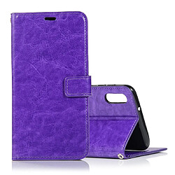 Wewoo Housse Coque Étui en cuir à rabat horizontal avec texture pour Crazy Horse porte-cartes et porte-cartesporte-monnaie et cadre photo Galaxy A10 violet