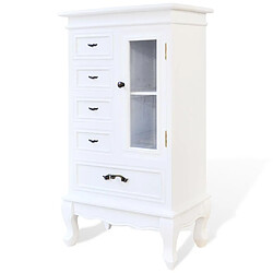 Helloshop26 Buffet bahut armoire console meuble de rangement avec 5 tiroirs et 2 étagères blanc 4402197