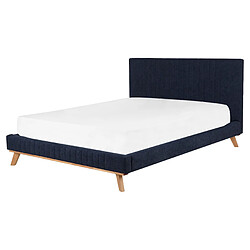 Beliani Lit double en tissu bleu foncé 160x200 cm TALENCE