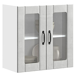 vidaXL Armoire murale de cuisine avec porte en verre Lucca gris béton