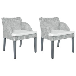 Maison Chic Lot de 2 Chaises à manger avec coussins,Chaises de cuisine style scandinave - gris rotin naturel -MN13452