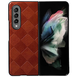 Coque en TPU + PU texture la grille marron pour votre Samsung Galaxy Z Fold3 5G