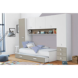 Pegane Tiroir de lit enfant , coloris blanc mat/argile - 198,4 x 21,9 x 93 cm pas cher