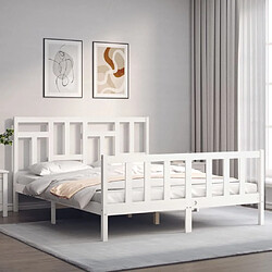 Avis Maison Chic Cadre/structure de lit avec tête de lit pour adulte - Lit Moderne Chambre blanc King Size bois massif -MN42963