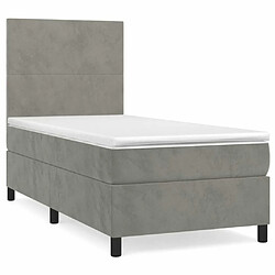 Maison Chic Lit Adulte - Lit simple Lit à sommier tapissier et matelas moelleux - Meuble de Chambre - Gris clair 100x200cm Velours -MN78572