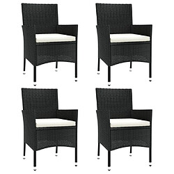 vidaXL Chaises de jardin avec coussins lot de 4 Résine tressée Noir