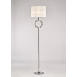 Luminaire Center Lampadaire Florence rond avec Abat jour blanc 1 Ampoule chrome poli/cristal