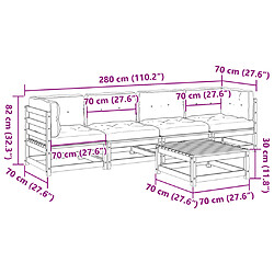 vidaXL Salon de jardin 5 pcs avec coussins bois de pin imprégné pas cher