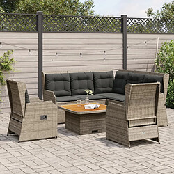 vidaXL Salon de jardin 6 pcs avec coussins Gris Résine tressée