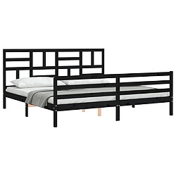 Acheter Maison Chic Lit adulte - Cadre Structure de lit avec tête de lit Contemporain noir 200x200 cm bois massif -MN17445