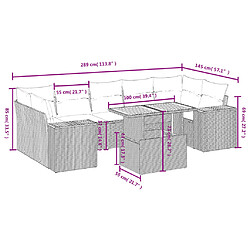 Avis vidaXL Salon de jardin 8 pcs avec coussins gris résine tressée