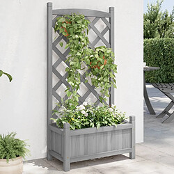 Maison Chic Jardinière,Bac à fleurs avec treillis - pot de fleur gris bois massif de sapin -GKD41343