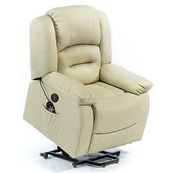 Eco-De ECODE® Fauteuil de massage releveur, inclinaison électrique de 160º, fonction chauffage, programmes automatiques, vibro-ondulation, A++ Beige