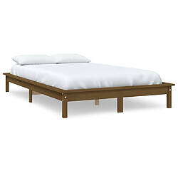 vidaXL Cadre de lit sans matelas marron miel 120x200 cm bois massif