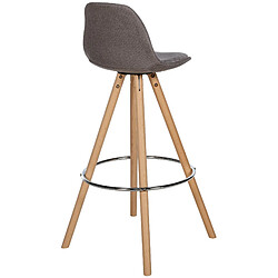 Decoshop26 Tabouret de bar chaise haute x1 repose-pieds style scandinave en tissu taupe structure en bois clair rond 10_0004635