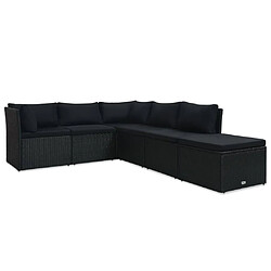 Maison Chic Salon de jardin 4 pcs + coussins - Mobilier/Meubles de jardin - Table et chaises d'extérieur Résine tressée Noir -MN86541