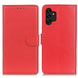 Etui en PU texture litchi, fermeture magnétique rouge pour votre Samsung Galaxy A13 4G