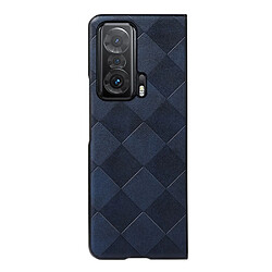 Coque en TPU + PU texture la grille bleu pour votre Honor Magic V