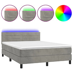 Sommier à lattes LED,Cadre à lattes de lit avec matelas pour Adulte Gris clair 140x190 cm -MN26527