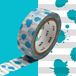 Masking tape motif tâches d'encre bleu - 1,5 cm x 7 m