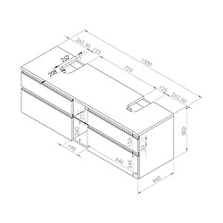 Vente-Unique Meuble de salle de bain suspendu - Coloris naturel clair - 150 cm - MAGDALENA II pas cher