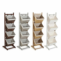 Etagère de salle de bains Versa Brun foncé 4 Paniers Marron Multicouleur Coton Bois Rotin 35 x 125 x 35 cm pas cher