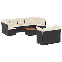 Maison Chic Salon de jardin 10 pcs avec coussins | Ensemble de Table et chaises | Mobilier d'Extérieur noir résine tressée -GKD23257