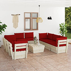 vidaXL Salon de jardin palette 9 pcs avec coussins bois d'épicéa