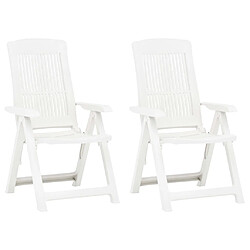 vidaXL Chaises inclinables de jardin lot de 2 Plastique Blanc