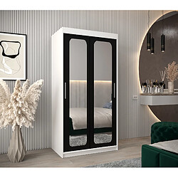 Abiks Meble Armoire PROMO T3 À Portes Coulissantes 200/100/62 2 Portes (Blanc/Noir)