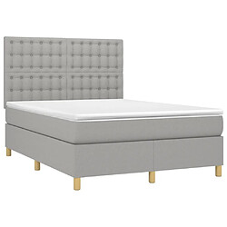 Avis Maison Chic Lit Adulte - Lit simple Lit à sommier tapissier avec matelas moelleux - Meuble de Chambre - Gris clair 140x190cm Tissu -MN99826