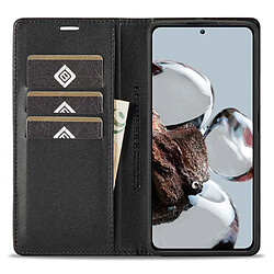 Etui en PU LC.IMEEKE anti-chute, texture en fibre de carbone, fermeture magnétique avec support pour Xiaomi 12T 5G/12T Pro 5G - Bande horizontale