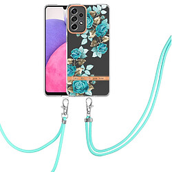 Coque en TPU anti-rayures, électrolytique IML avec lanière HC002 rose bleue pour votre Samsung Galaxy A33 5G