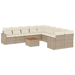 Maison Chic Salon de jardin 11 pcs avec coussins | Ensemble de Table et chaises | Mobilier d'Extérieur beige résine tressée -GKD28885