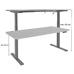 Decoshop26 Bureau table d'ordinateur réglable en hauteur électriquement 160x80cm 53kg MDF blanc, blanc 04_0001413