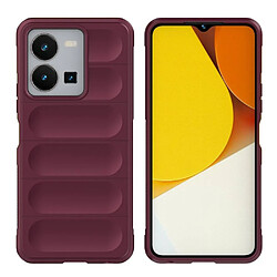 Htdmobiles Coque pour Vivo Y22 / Y22s / Y35 - housse etui silicone gel fine + film ecran - ROUGE BORDEAUX