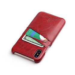 Acheter Wewoo Etui en cuir Fierre Shann Retro Oil en cire PU pour iPhone X / XS, avec emplacements pour cartes (rouge)