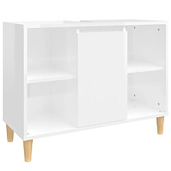 vidaXL Meuble d'évier blanc brillant 80x33x60 cm bois d'ingénierie