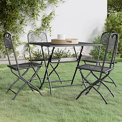 Maison Chic Mobilier à dîner 5 pcs de jardin - Ensemble table et chaises d'extérieur - Salon/Mobilier de jardin classique Maille Métal Anthracite -MN30943