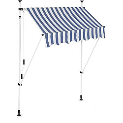 Helloshop26 Copie de Store banne télescopique de balcon manivelle hauteur réglable résistant uv polyester acier 150 x 120 cm blanc et bleu 13_0001620_6