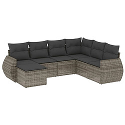 Maison Chic Salon de jardin avec coussins 7 pcs | Ensemble de Table et chaises | Mobilier d'Extérieur gris résine tressée -GKD36355