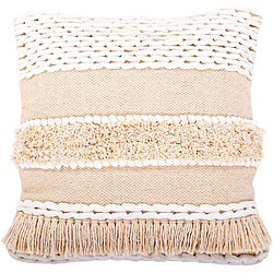 ICONIK INTERIOR Coussin carré design boho Bali en coton, coussin + rembourrage - Hecate Blanc