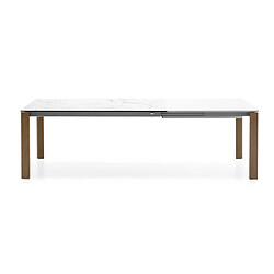 Avis Inside 75 Table extensible 10 couverts EMINENCE 230 cm pieds noyer plateau céramique blanc