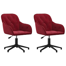 vidaXL Chaises pivotantes à manger lot de 2 Rouge bordeaux Velours