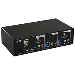 Commutateur de bureau KVM InLine® 2 ports HDMI USB 3.0 Hub avec audio