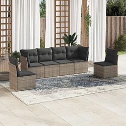 vidaXL Salon de jardin 6 pcs avec coussins gris résine tressée