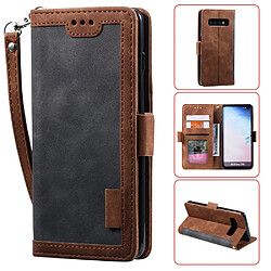 Etui en PU style d'épissage vintage avec support gris pour votre Samsung Galaxy S10