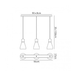 Luminaire Center Suspension Fusion blanc mat 3 ampoules 35cm